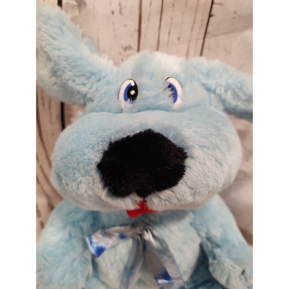 10" VINTAGE CUDDLE WIT BABY BLUE PUPPY DOG W/ BOW STUFFED ANIMAL PLUSH TOY - Picture 2 of 6